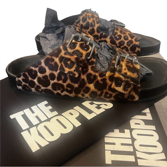 The Kooples leopard Print‎ Sandals with real fur Us size 6 NIB - Picture 2 of 11